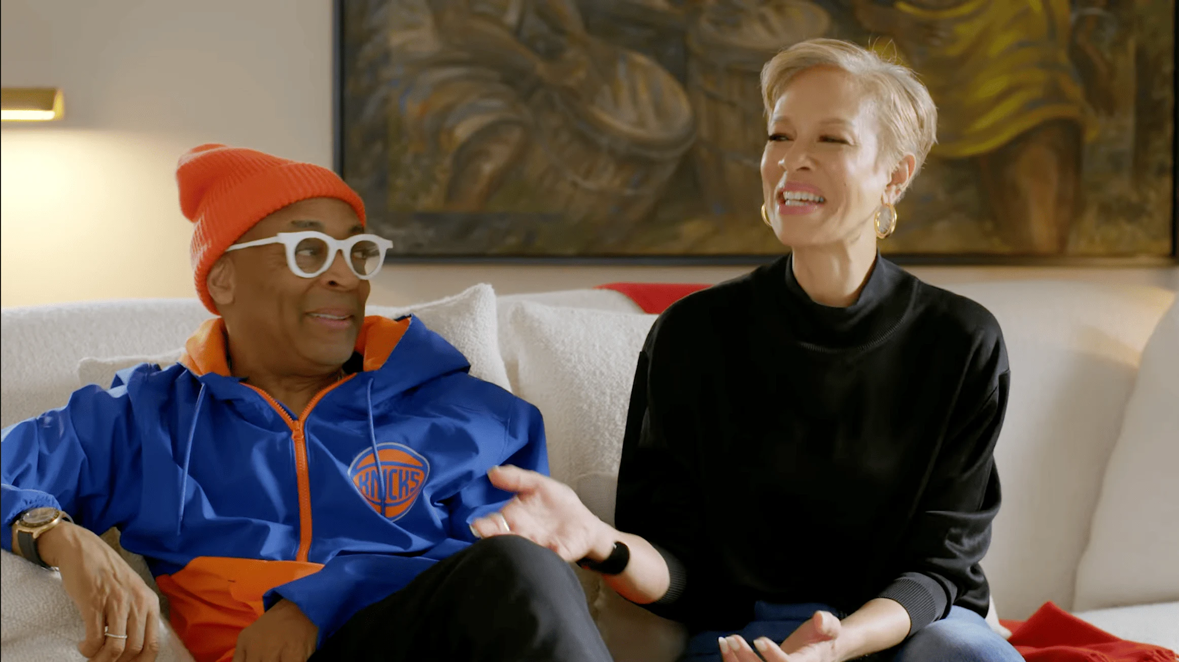 still shot from video with Spike Lee, Tonya Lewis, and Satchel Lee