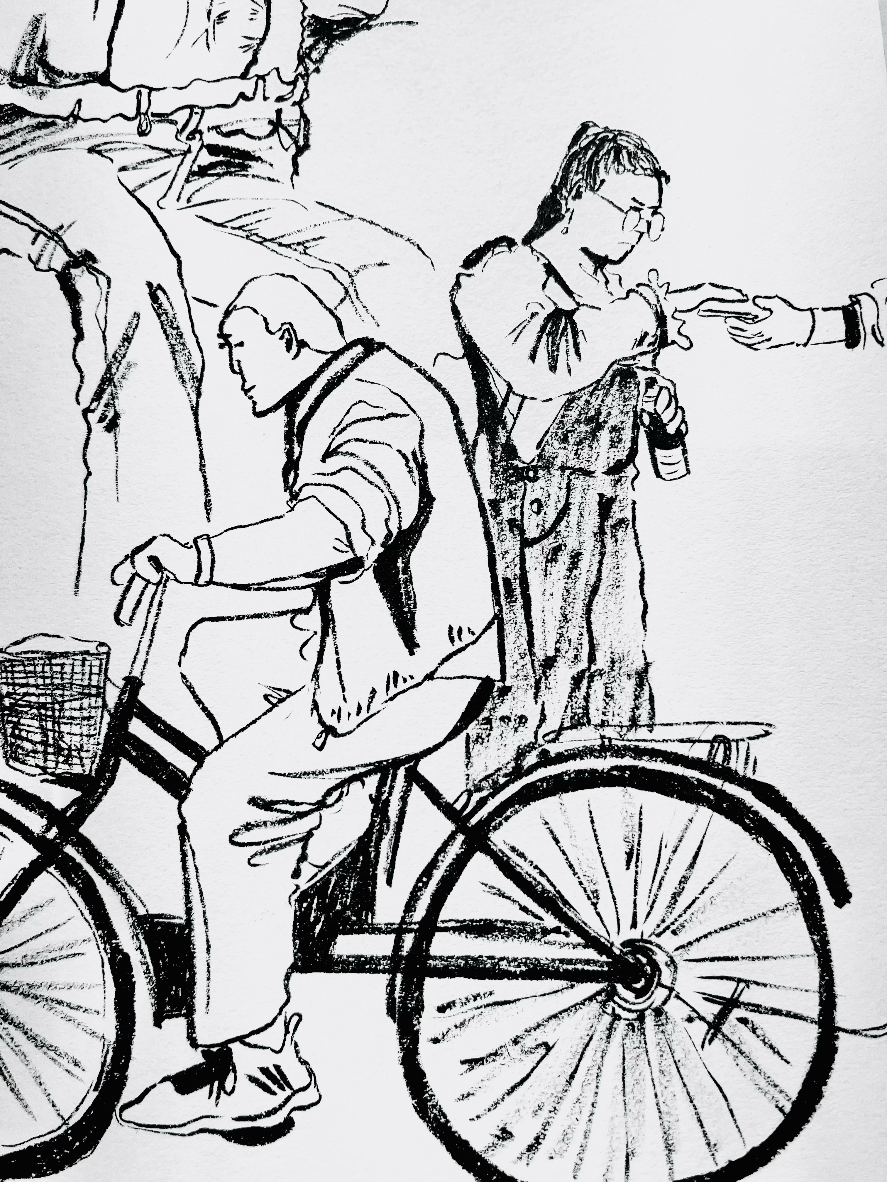 Biker in shanghai (brush pen, 2023)
