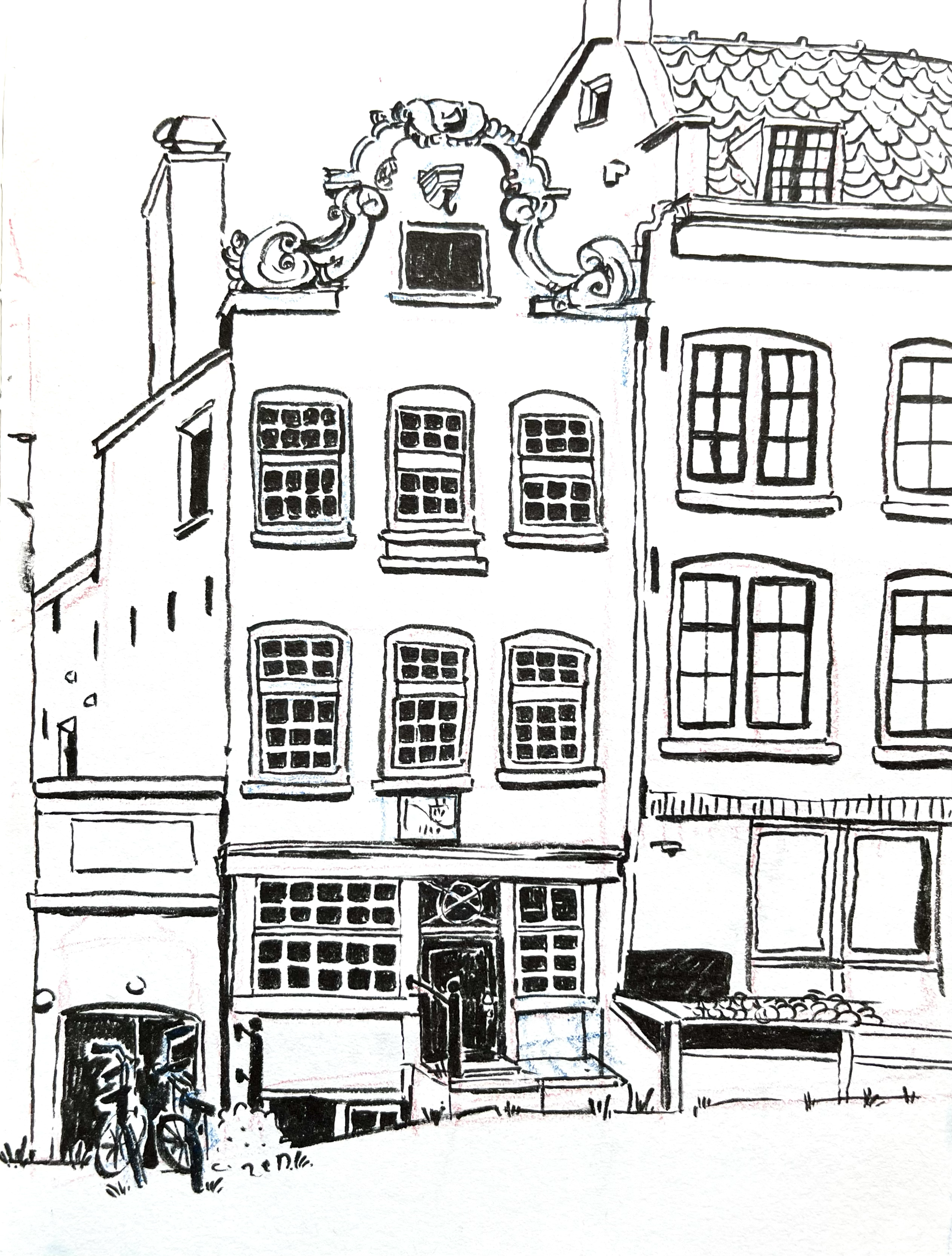 Amsterdam homes (brush pen, 2024)