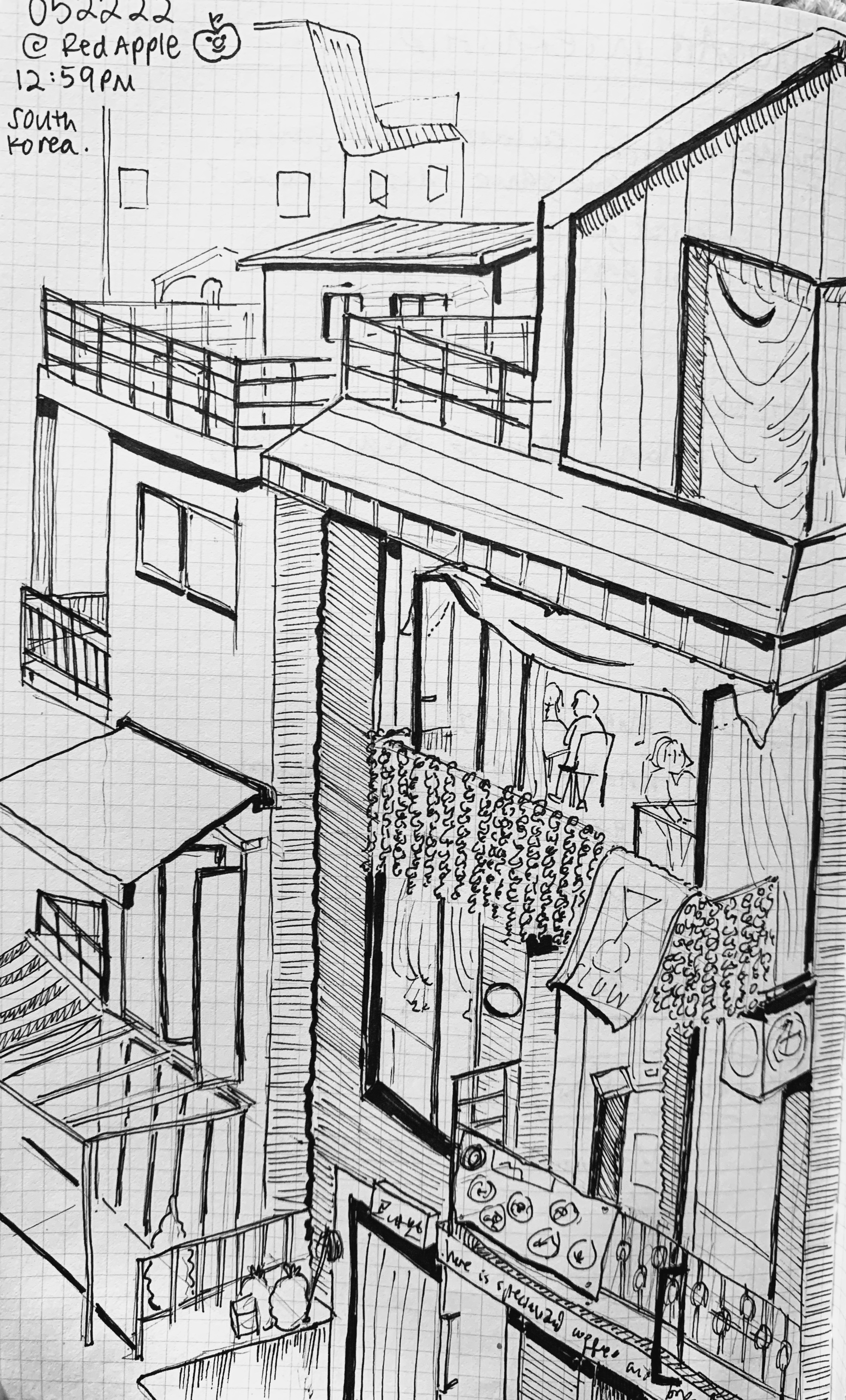 Red Apple Cafe (ink pen, 2022)