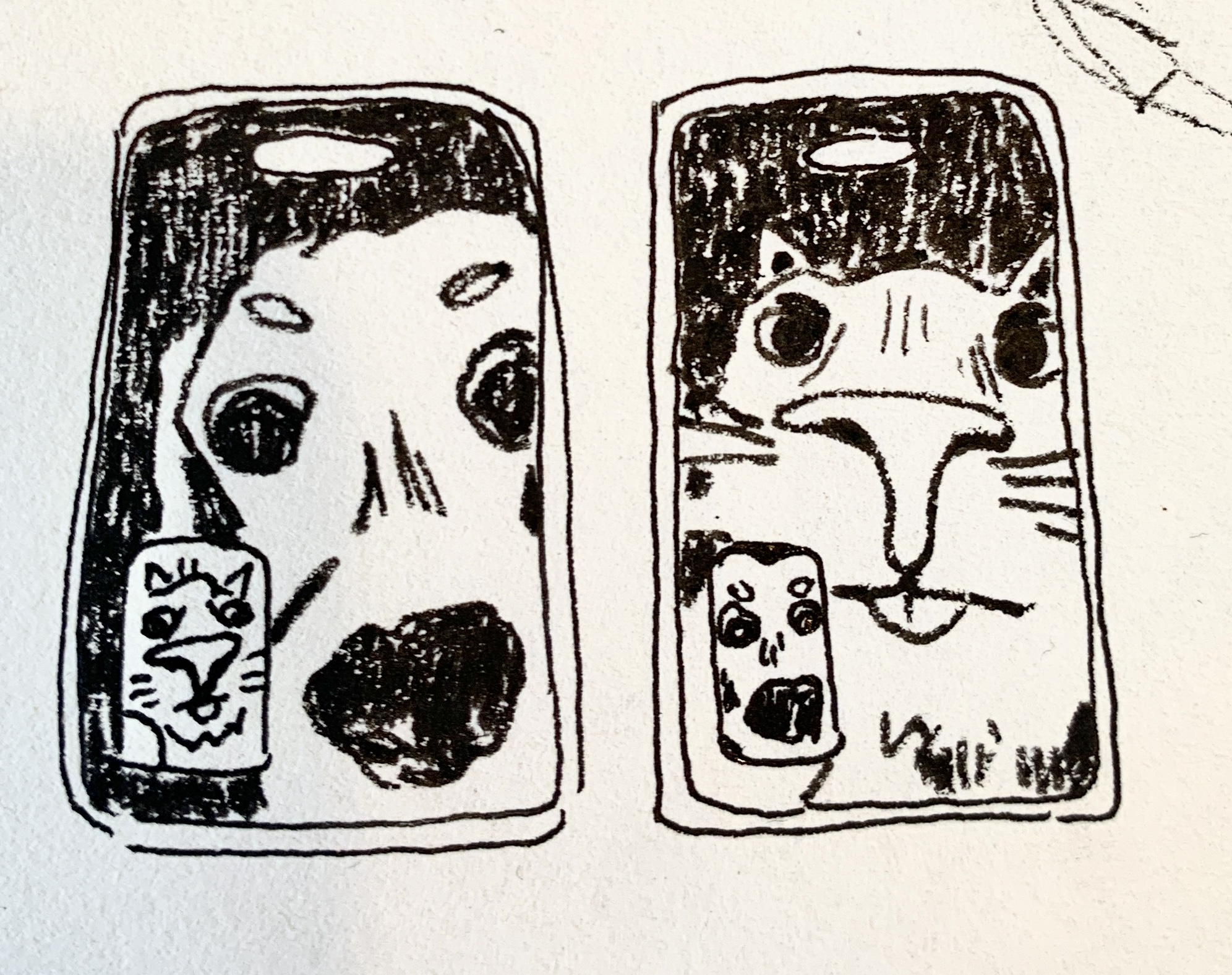 Best friends (ink pen, 2023)