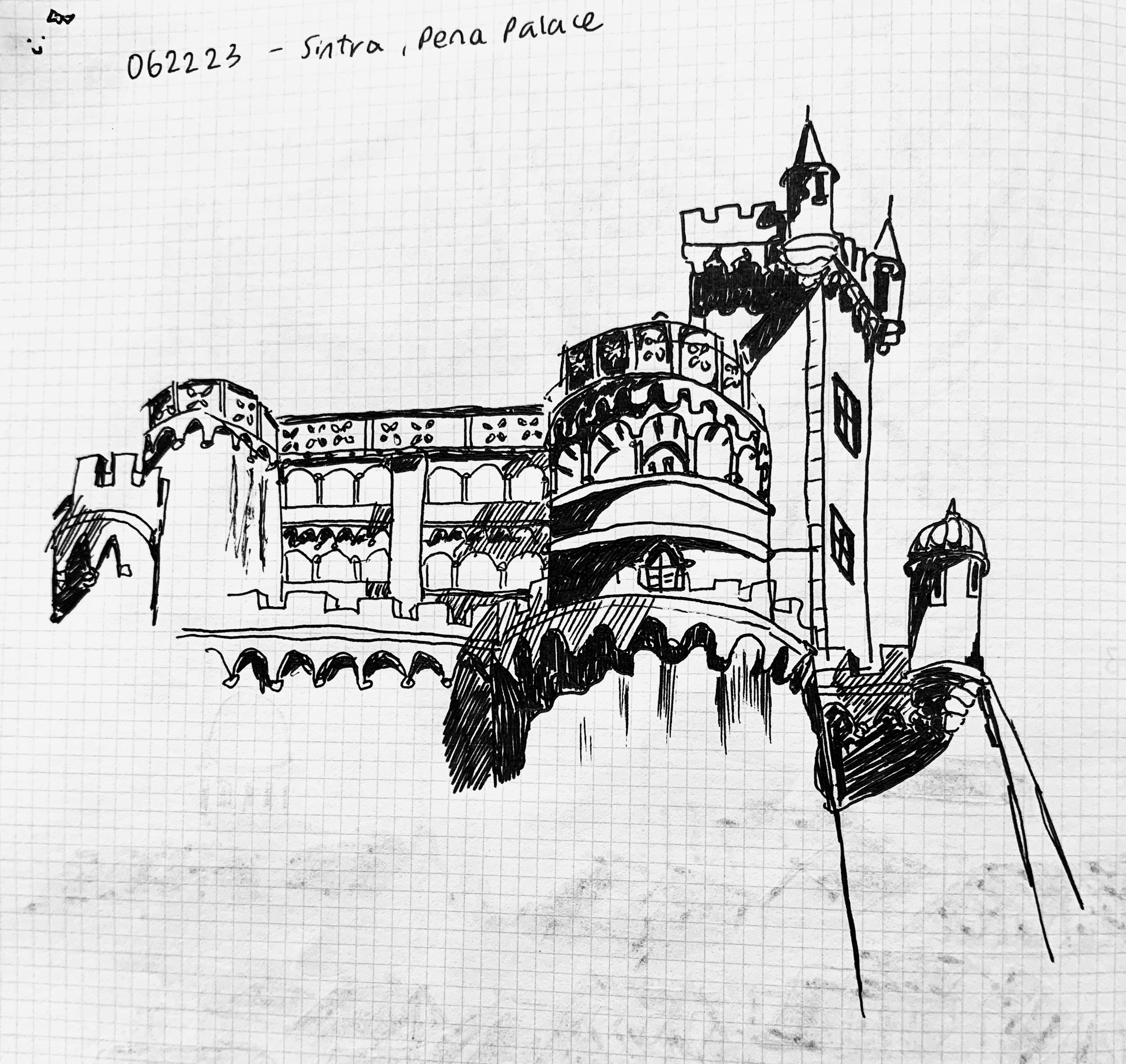 Peña Palace (ink pen, 2023)